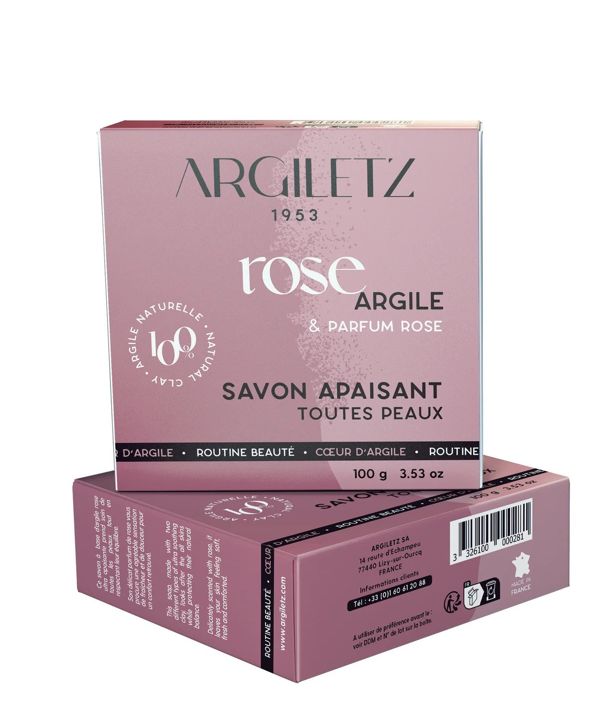 Savon en barre de marque Argiletz à l'argile rose