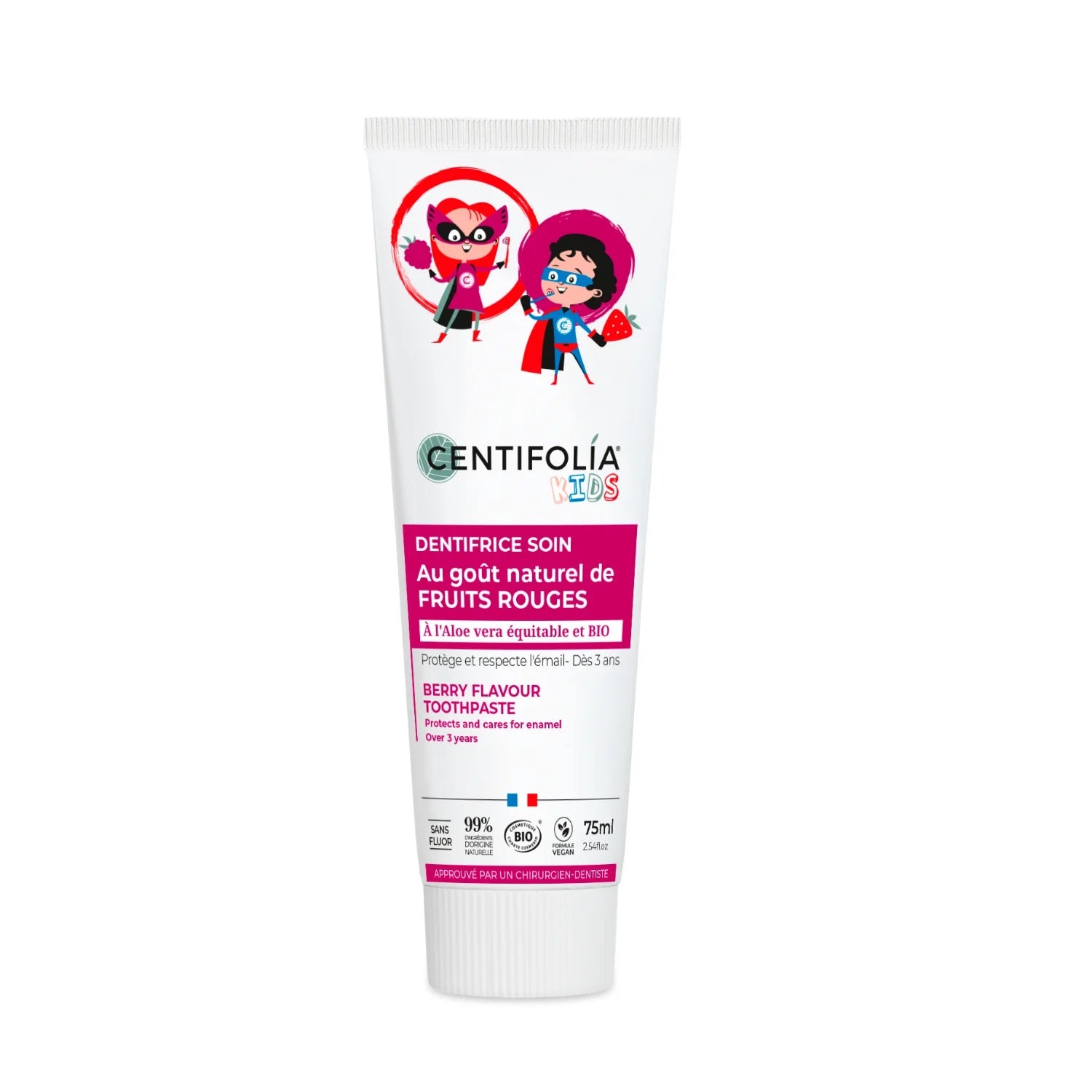 Kids dentifrice soin au goût naturel de fruits rouges - tube